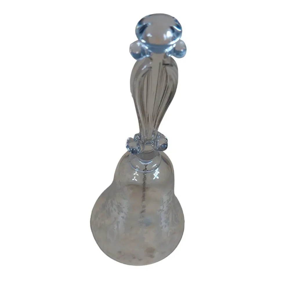 Vintage Navarre Crystal Bell by Fostoria Floral Embossed Clear 6